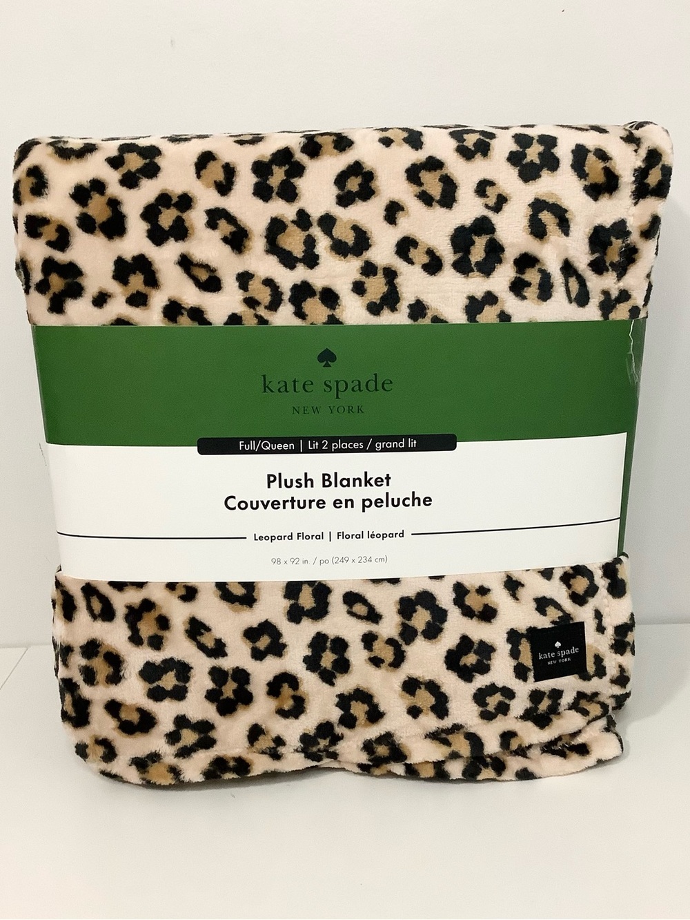 NEW kate spade New York Queen/ Full Leopard Print Plush Blanket 98”x92”